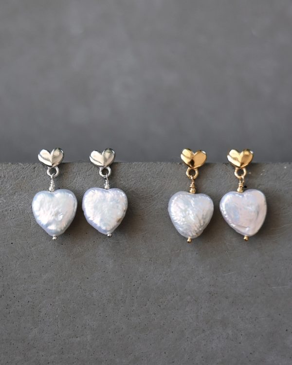 Kolczyki Pearl Heart gold/silver